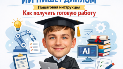 Иллюстрация процесса написания диплома с использованием ИИ