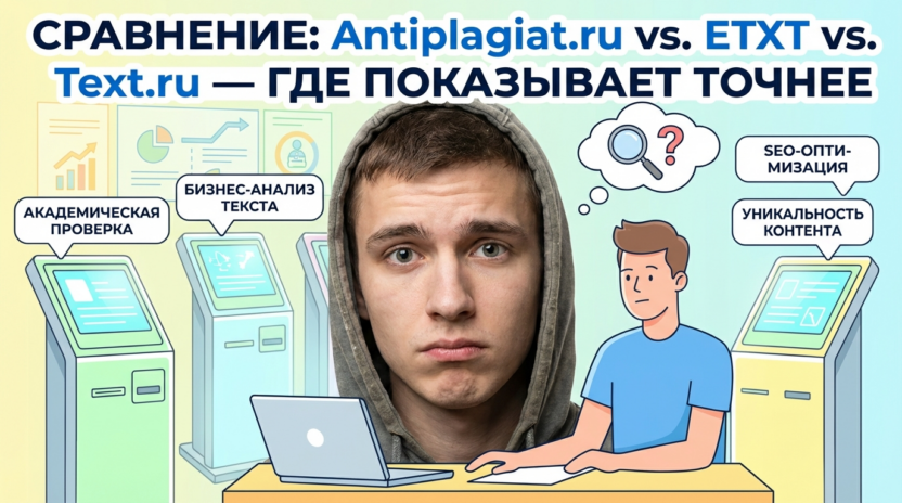 Сравнение антиплагиатов Антиплагиат.ру, ETXT и Text.ru