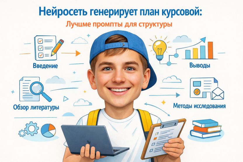 Нейросеть генерирует план курсовой с промптами для структуры и логики работы