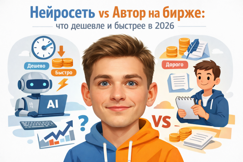 Сравнение нейросети и автора курсовой работы на бирже в 2026 году