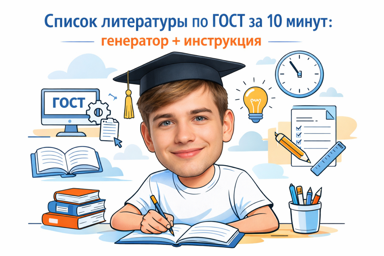 Список литературы по ГОСТу за 10 минут с генератором и инструкцией на 2026 год