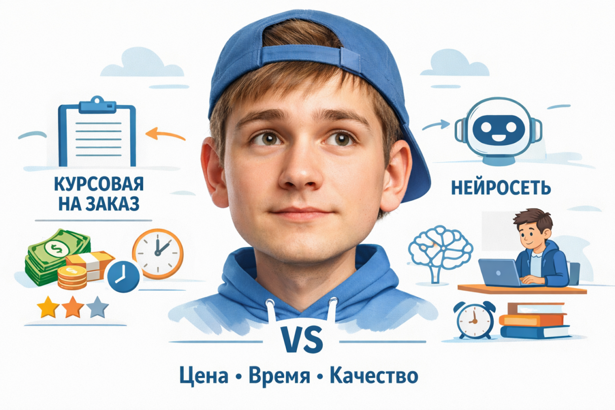 Сравнение курсовой на заказ и нейросети по цене, времени и качеству